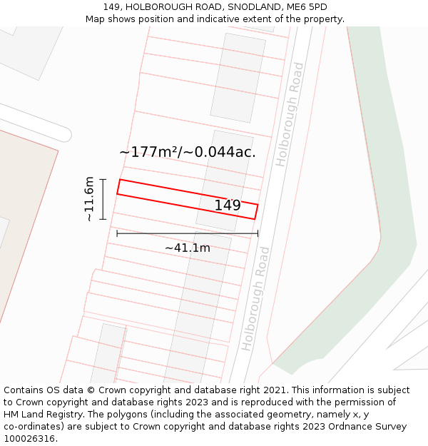 149, HOLBOROUGH ROAD, SNODLAND, ME6 5PD: Plot and title map