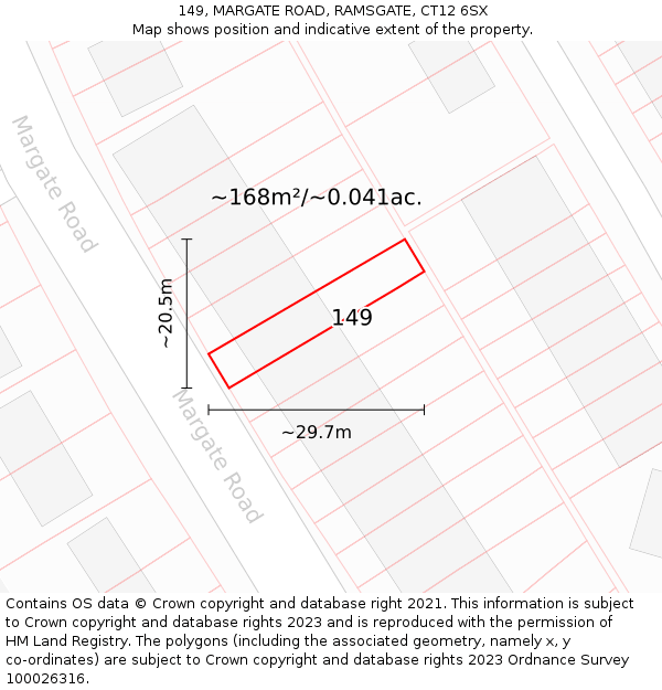 149, MARGATE ROAD, RAMSGATE, CT12 6SX: Plot and title map