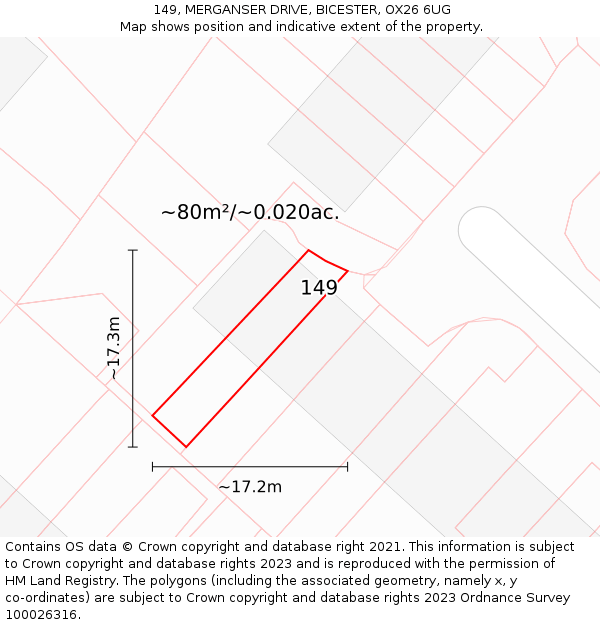 149, MERGANSER DRIVE, BICESTER, OX26 6UG: Plot and title map