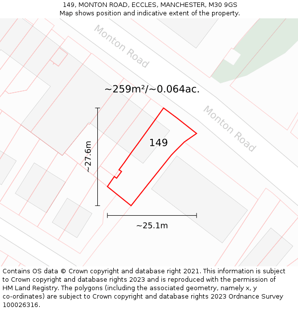 149, MONTON ROAD, ECCLES, MANCHESTER, M30 9GS: Plot and title map