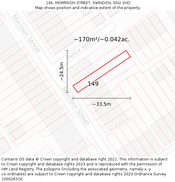 149, MORRISON STREET, SWINDON, SN2 2HD: Plot and title map