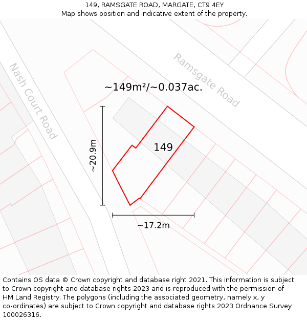 149, RAMSGATE ROAD, MARGATE, CT9 4EY: Plot and title map