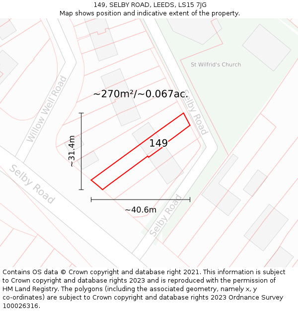 149, SELBY ROAD, LEEDS, LS15 7JG: Plot and title map