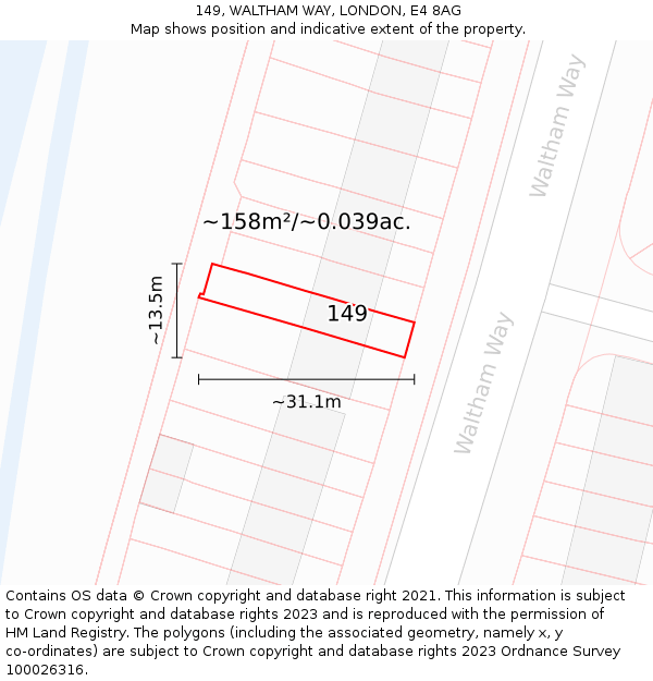 149, WALTHAM WAY, LONDON, E4 8AG: Plot and title map