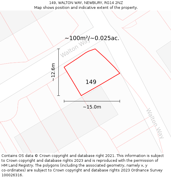 149, WALTON WAY, NEWBURY, RG14 2NZ: Plot and title map