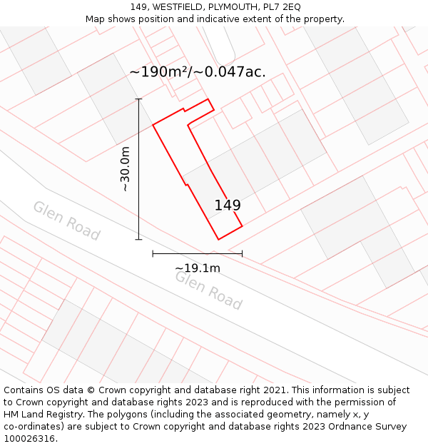 149, WESTFIELD, PLYMOUTH, PL7 2EQ: Plot and title map