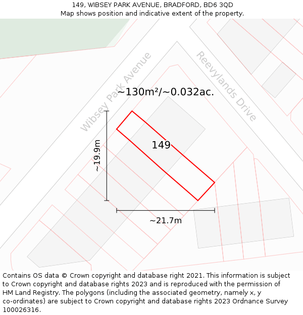 149, WIBSEY PARK AVENUE, BRADFORD, BD6 3QD: Plot and title map