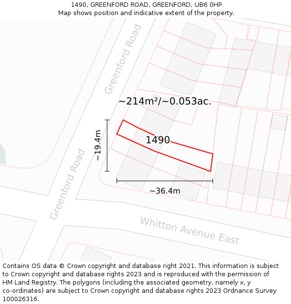 1490, GREENFORD ROAD, GREENFORD, UB6 0HP: Plot and title map