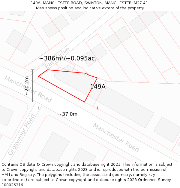 149A, MANCHESTER ROAD, SWINTON, MANCHESTER, M27 4FH: Plot and title map