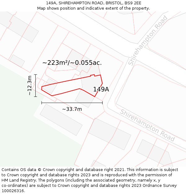 149A, SHIREHAMPTON ROAD, BRISTOL, BS9 2EE: Plot and title map