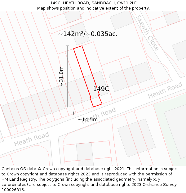 149C, HEATH ROAD, SANDBACH, CW11 2LE: Plot and title map