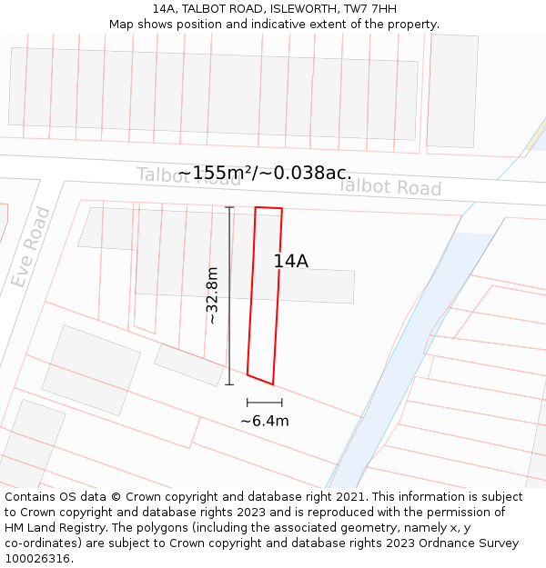 14A, TALBOT ROAD, ISLEWORTH, TW7 7HH: Plot and title map