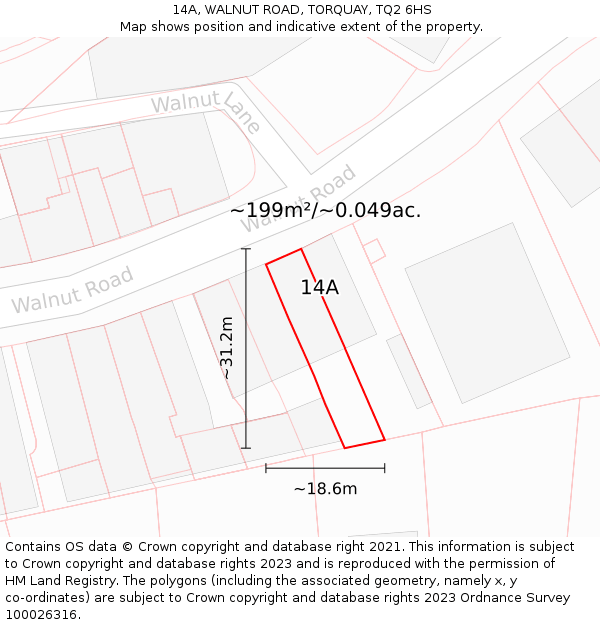 14A, WALNUT ROAD, TORQUAY, TQ2 6HS: Plot and title map