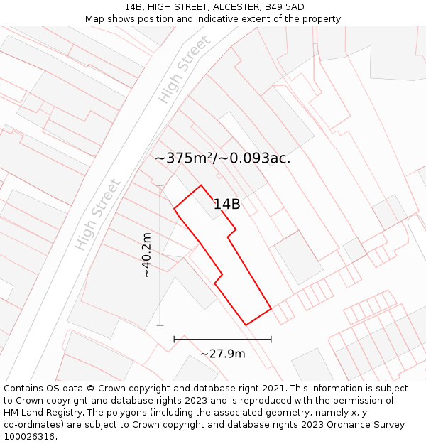 14B, HIGH STREET, ALCESTER, B49 5AD: Plot and title map