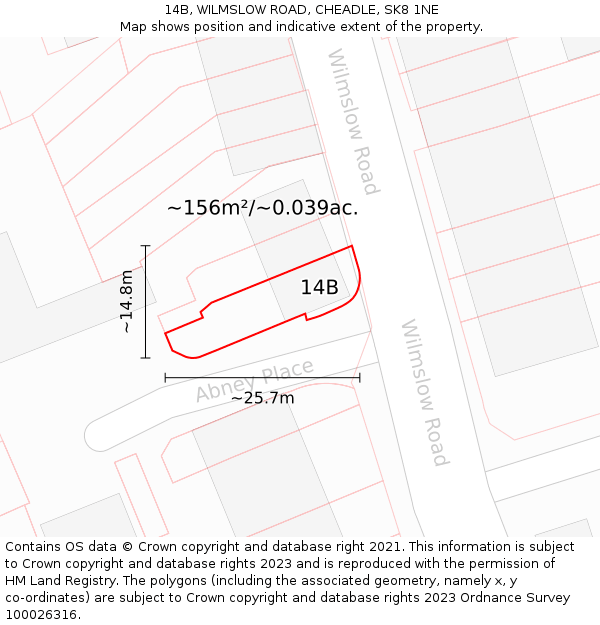 14B, WILMSLOW ROAD, CHEADLE, SK8 1NE: Plot and title map