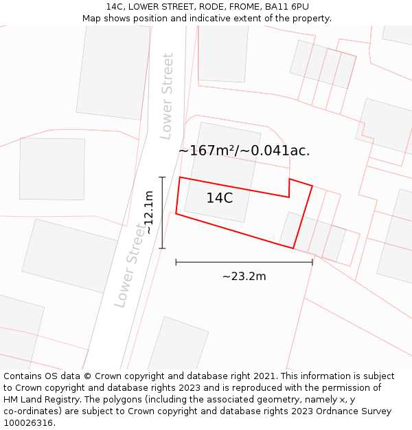 14C, LOWER STREET, RODE, FROME, BA11 6PU: Plot and title map