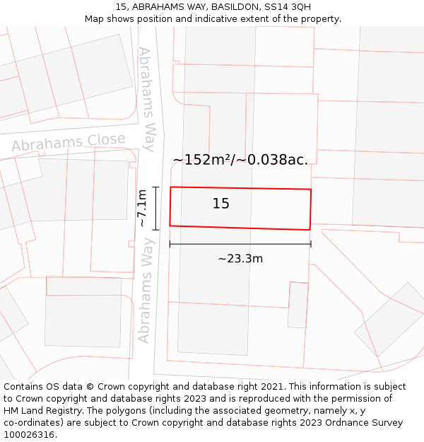 15, ABRAHAMS WAY, BASILDON, SS14 3QH: Plot and title map