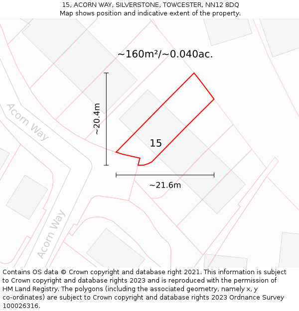 15, ACORN WAY, SILVERSTONE, TOWCESTER, NN12 8DQ: Plot and title map
