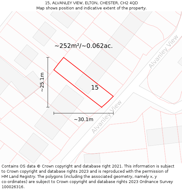 15, ALVANLEY VIEW, ELTON, CHESTER, CH2 4QD: Plot and title map