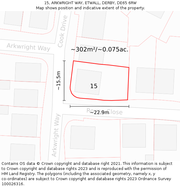 15, ARKWRIGHT WAY, ETWALL, DERBY, DE65 6RW: Plot and title map