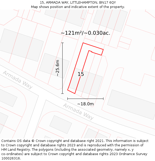 15, ARMADA WAY, LITTLEHAMPTON, BN17 6QY: Plot and title map