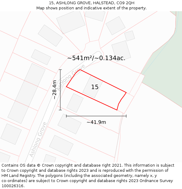 15, ASHLONG GROVE, HALSTEAD, CO9 2QH: Plot and title map
