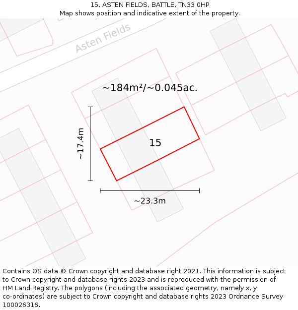 15, ASTEN FIELDS, BATTLE, TN33 0HP: Plot and title map