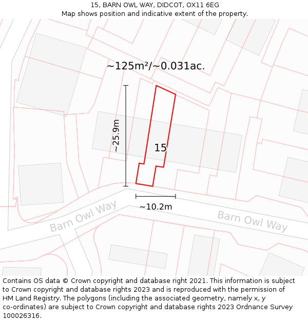 15, BARN OWL WAY, DIDCOT, OX11 6EG: Plot and title map