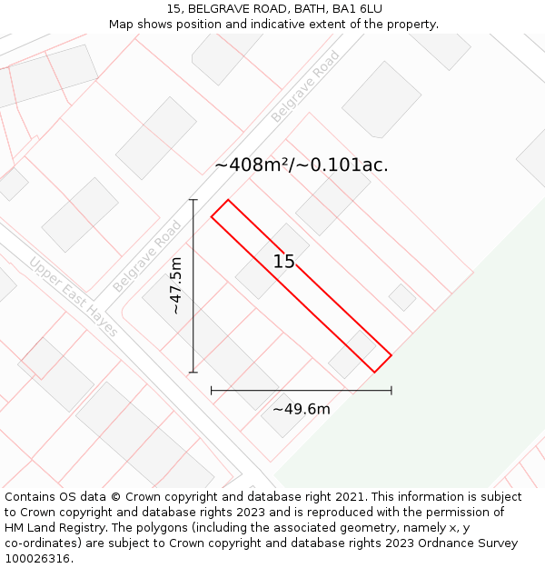 15, BELGRAVE ROAD, BATH, BA1 6LU: Plot and title map