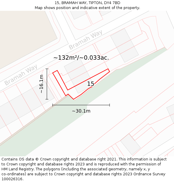 15, BRAMAH WAY, TIPTON, DY4 7BD: Plot and title map