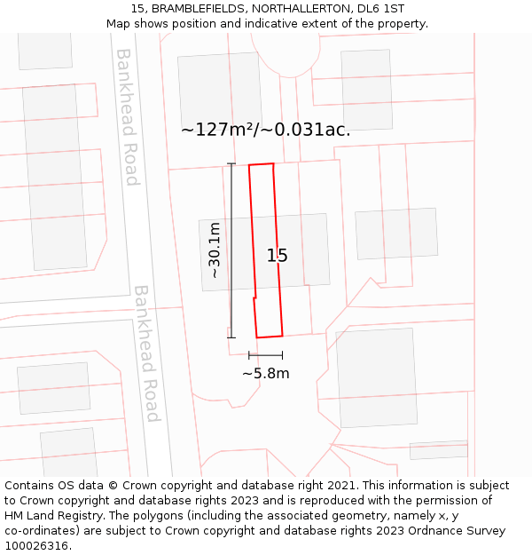 15, BRAMBLEFIELDS, NORTHALLERTON, DL6 1ST: Plot and title map