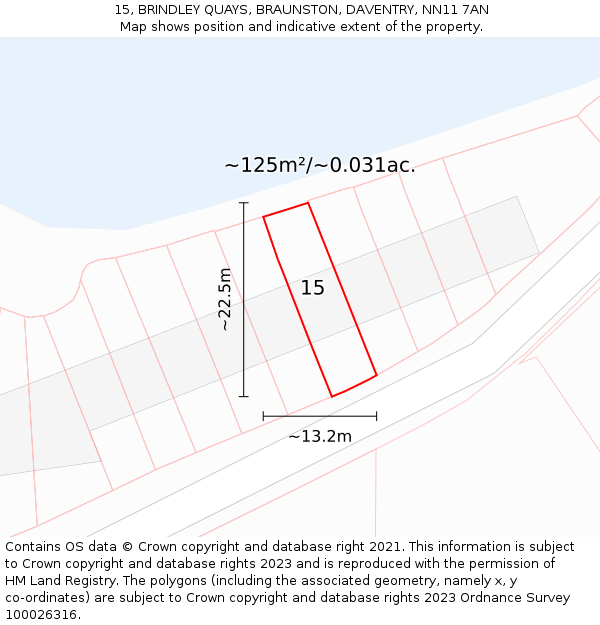 15, BRINDLEY QUAYS, BRAUNSTON, DAVENTRY, NN11 7AN: Plot and title map