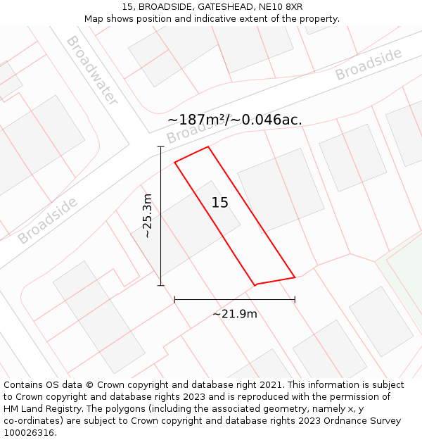 15, BROADSIDE, GATESHEAD, NE10 8XR: Plot and title map
