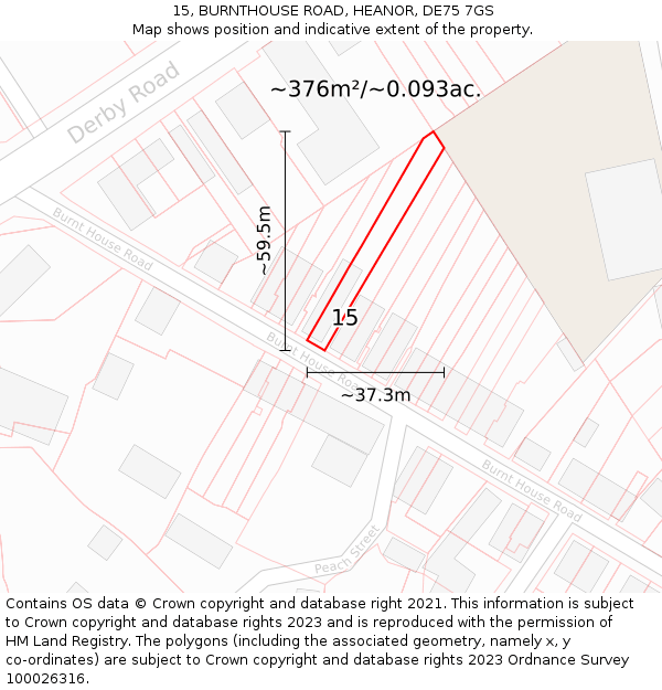 15, BURNTHOUSE ROAD, HEANOR, DE75 7GS: Plot and title map