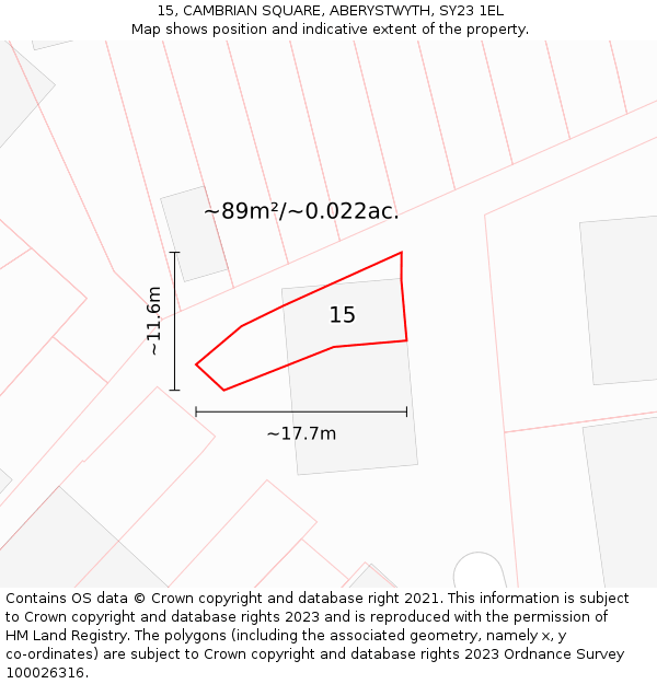 15, CAMBRIAN SQUARE, ABERYSTWYTH, SY23 1EL: Plot and title map