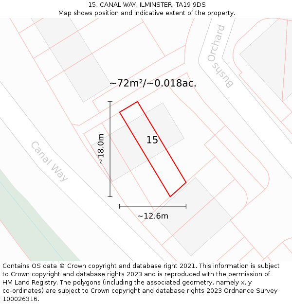 15, CANAL WAY, ILMINSTER, TA19 9DS: Plot and title map