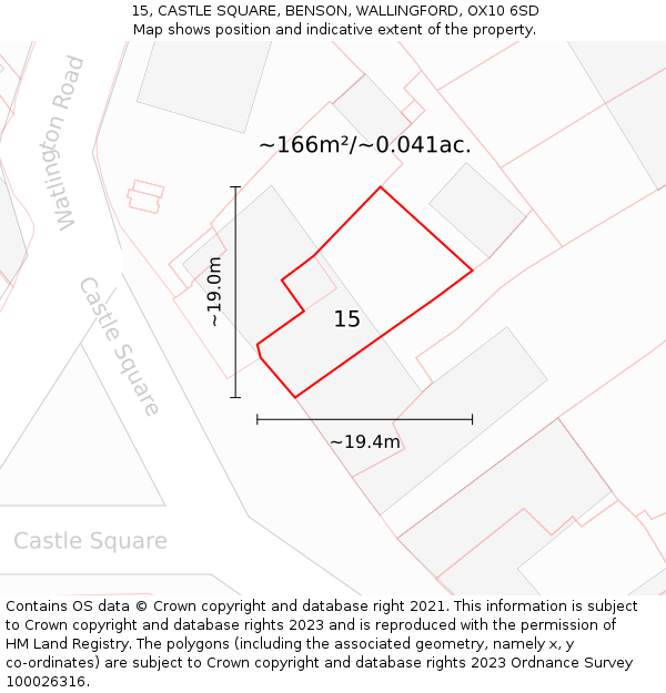 15, CASTLE SQUARE, BENSON, WALLINGFORD, OX10 6SD: Plot and title map