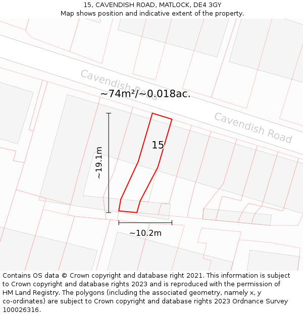 15, CAVENDISH ROAD, MATLOCK, DE4 3GY: Plot and title map