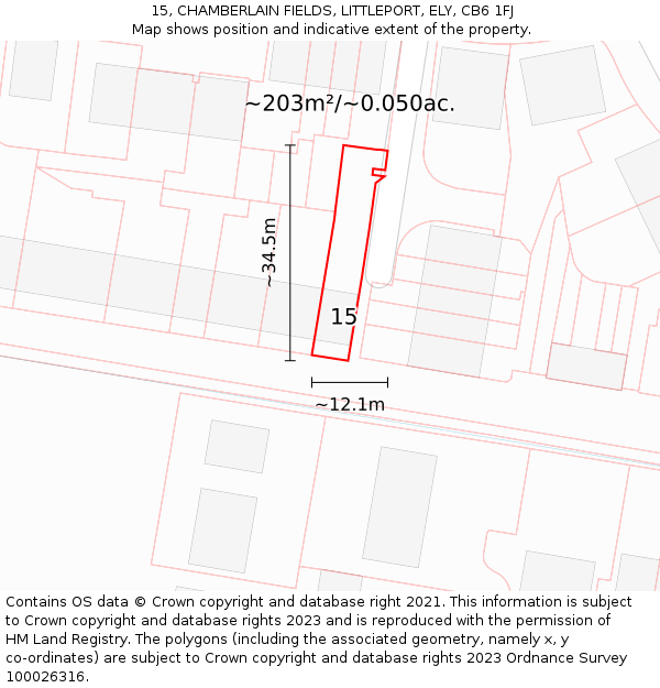 15, CHAMBERLAIN FIELDS, LITTLEPORT, ELY, CB6 1FJ: Plot and title map