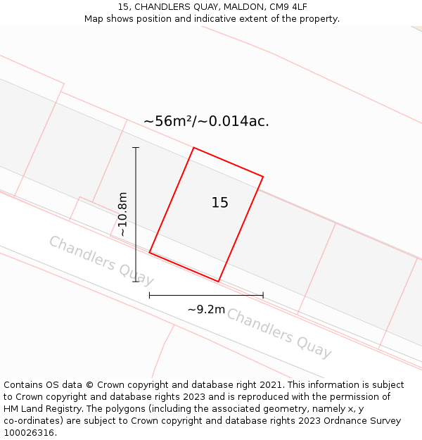 15, CHANDLERS QUAY, MALDON, CM9 4LF: Plot and title map