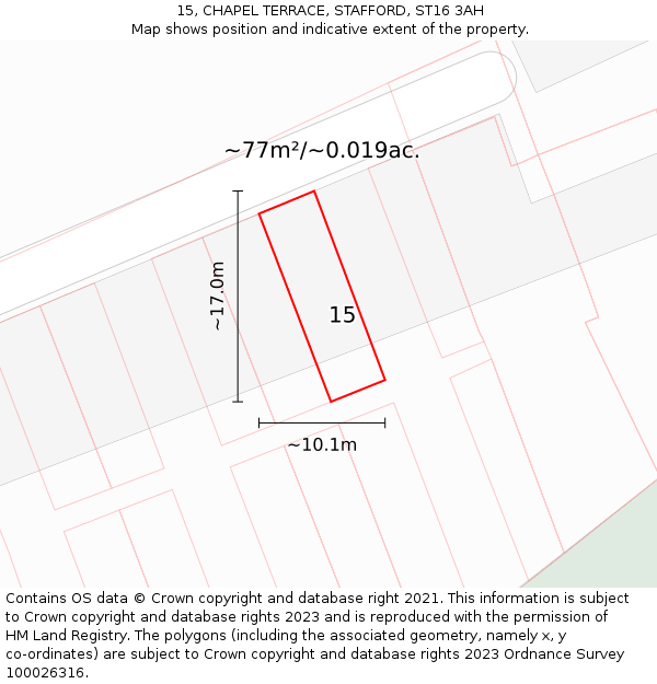15, CHAPEL TERRACE, STAFFORD, ST16 3AH: Plot and title map