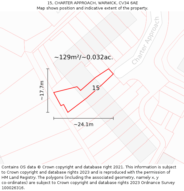 15, CHARTER APPROACH, WARWICK, CV34 6AE: Plot and title map