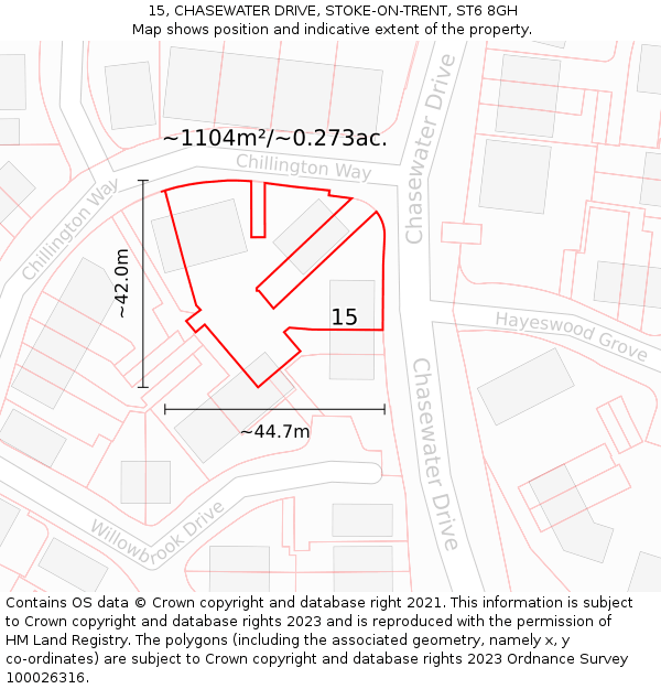 15, CHASEWATER DRIVE, STOKE-ON-TRENT, ST6 8GH: Plot and title map