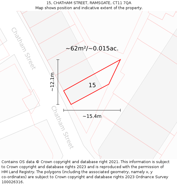 15, CHATHAM STREET, RAMSGATE, CT11 7QA: Plot and title map