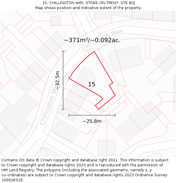15, CHILLINGTON WAY, STOKE-ON-TRENT, ST6 8GJ: Plot and title map