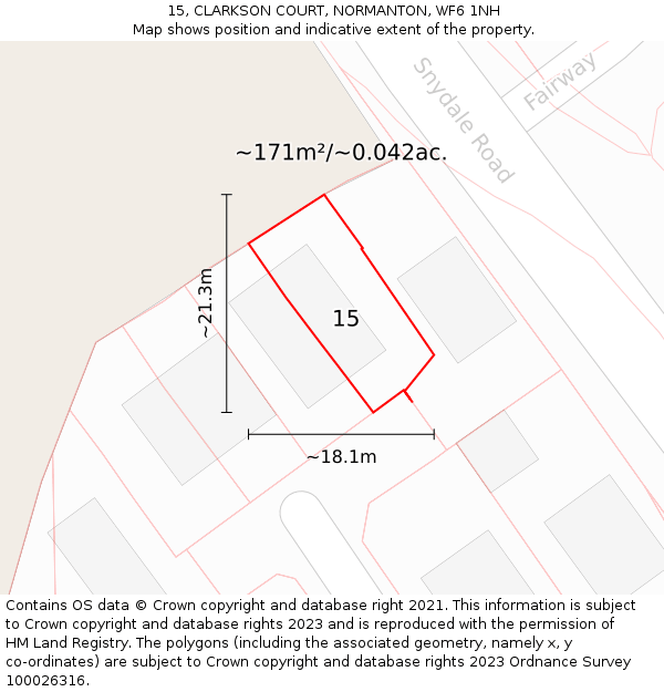15, CLARKSON COURT, NORMANTON, WF6 1NH: Plot and title map