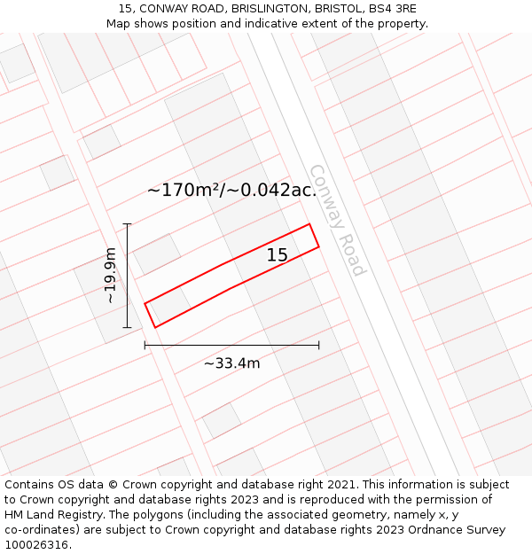 15, CONWAY ROAD, BRISLINGTON, BRISTOL, BS4 3RE: Plot and title map