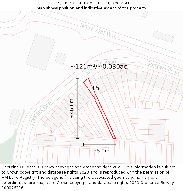 15, CRESCENT ROAD, ERITH, DA8 2AU: Plot and title map