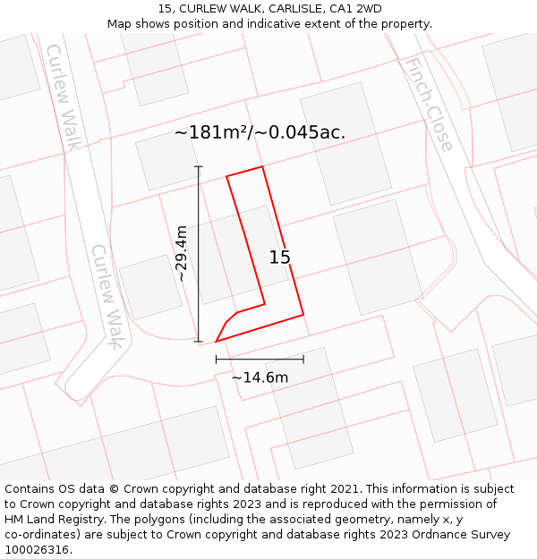 15, CURLEW WALK, CARLISLE, CA1 2WD: Plot and title map