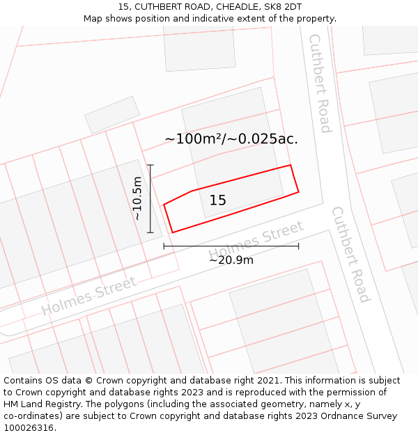 15, CUTHBERT ROAD, CHEADLE, SK8 2DT: Plot and title map